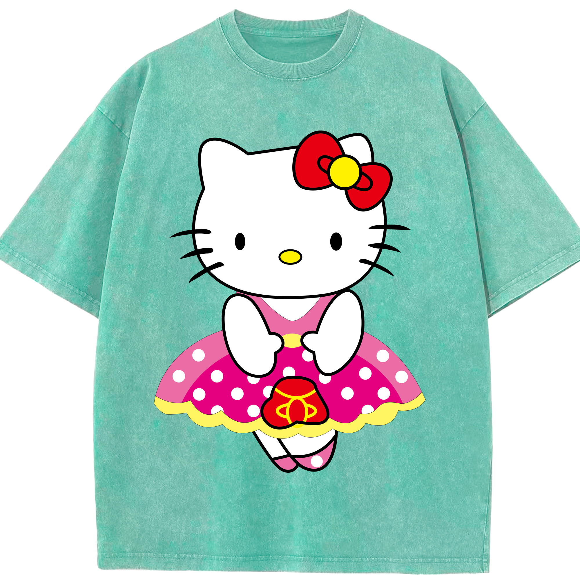 （画像用） Hello Kitty ハローキティ 綿100% ヴィンテージ風 半袖Tシャツ（フロントプリント）